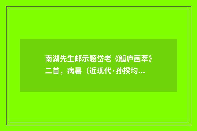 南湖先生邮示题岱老《觚庐画萃》二首，病暑（近现代·孙揆均）释义及解释