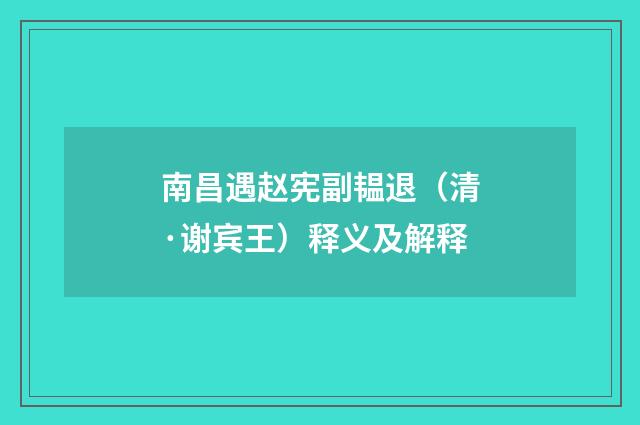 南昌遇赵宪副韫退（清·谢宾王）释义及解释