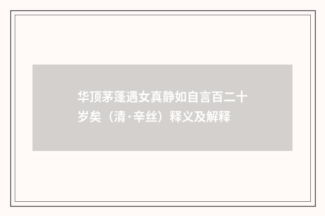 华顶茅蓬遇女真静如自言百二十岁矣（清·辛丝）释义及解释
