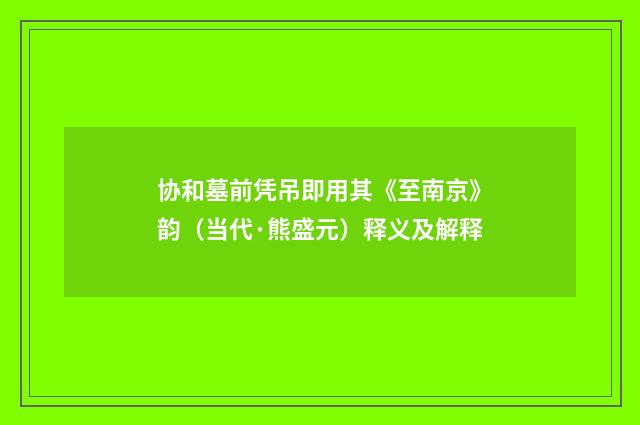 协和墓前凭吊即用其《至南京》韵（当代·熊盛元）释义及解释