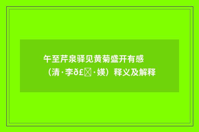 午至芹泉驿见黄菊盛开有感（清·李𣀷媖）释义及解释