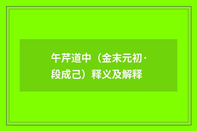 午芹道中（金末元初·段成己）释义及解释