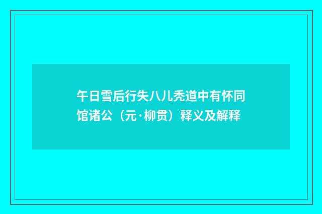 午日雪后行失八儿秃道中有怀同馆诸公（元·柳贯）释义及解释