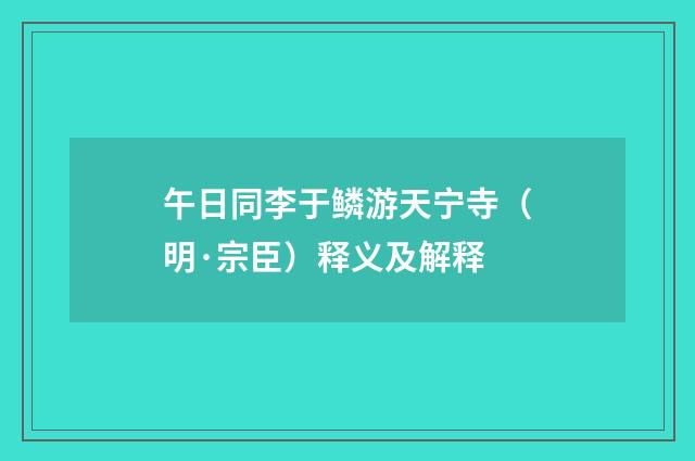 午日同李于鳞游天宁寺（明·宗臣）释义及解释