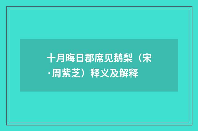 十月晦日郡席见鹅梨（宋·周紫芝）释义及解释