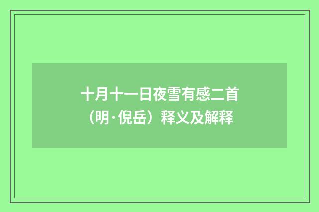 十月十一日夜雪有感二首（明·倪岳）释义及解释
