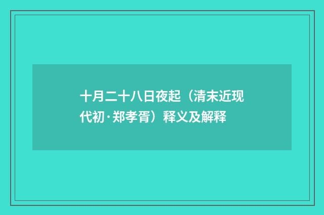 十月二十八日夜起（清末近现代初·郑孝胥）释义及解释
