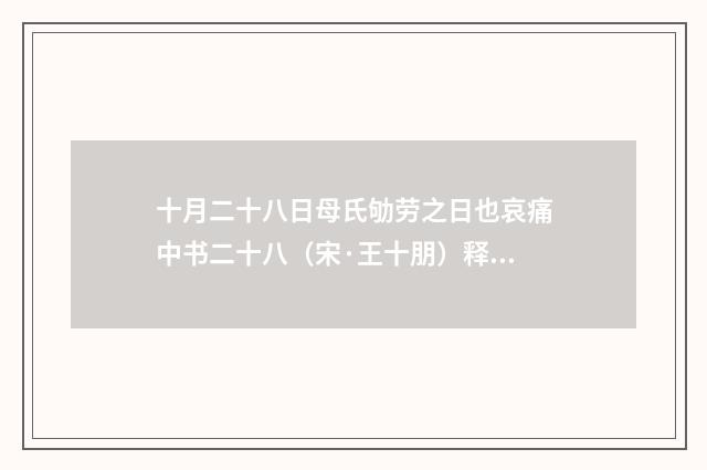 十月二十八日母氏劬劳之日也哀痛中书二十八（宋·王十朋）释义及解释