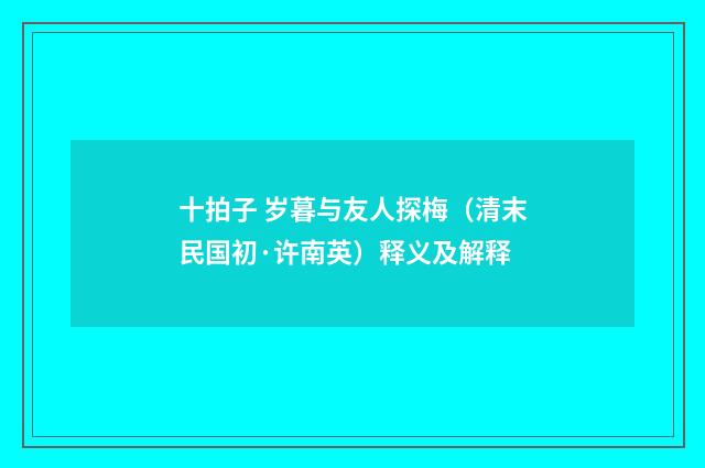 十拍子 岁暮与友人探梅（清末民国初·许南英）释义及解释