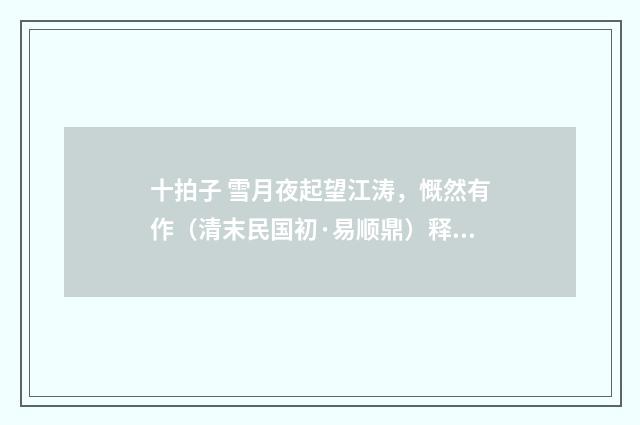 十拍子 雪月夜起望江涛，慨然有作（清末民国初·易顺鼎）释义及解释