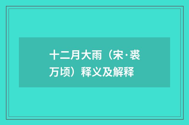 十二月大雨（宋·裘万顷）释义及解释