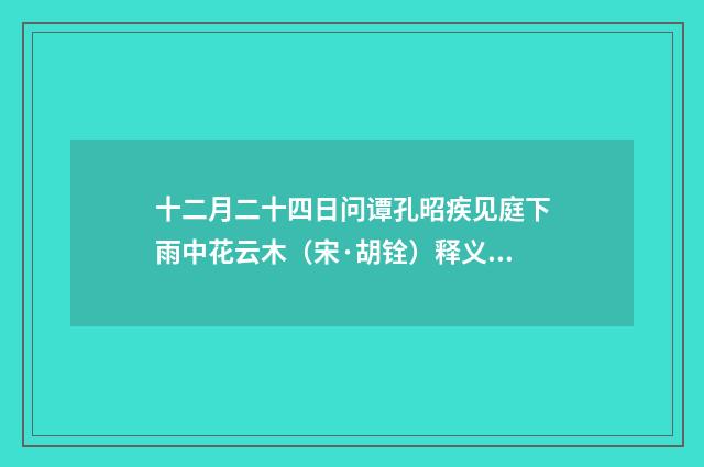 十二月二十四日问谭孔昭疾见庭下雨中花云木（宋·胡铨）释义及解释