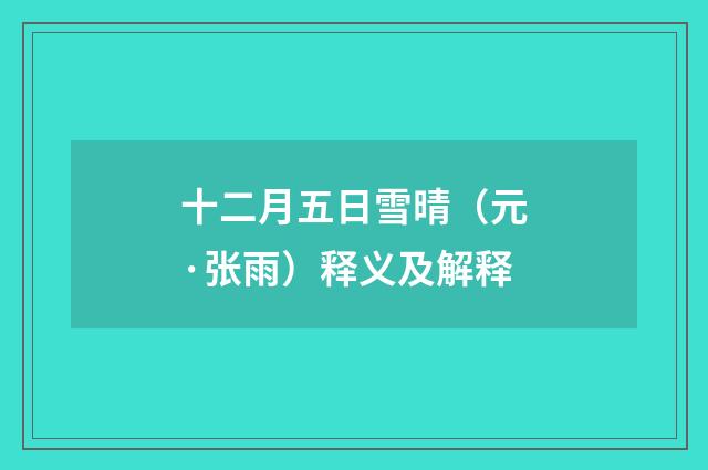 十二月五日雪晴（元·张雨）释义及解释