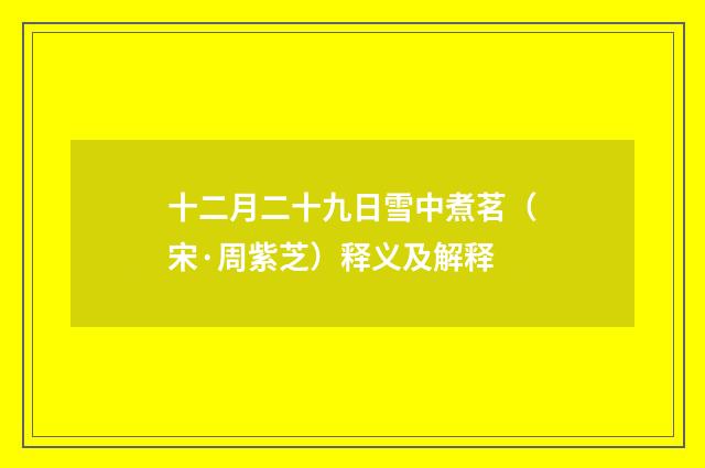 十二月二十九日雪中煮茗（宋·周紫芝）释义及解释