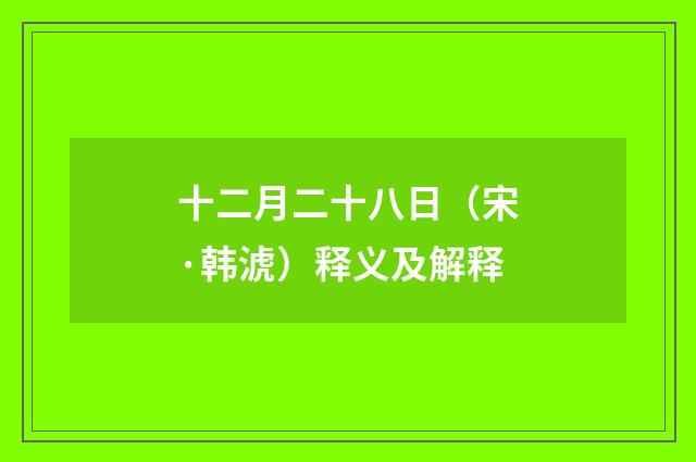 十二月二十八日（宋·韩淲）释义及解释