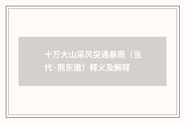 十万大山采风突遇暴雨（当代·熊东遨）释义及解释