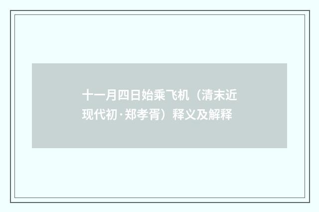 十一月四日始乘飞机（清末近现代初·郑孝胥）释义及解释