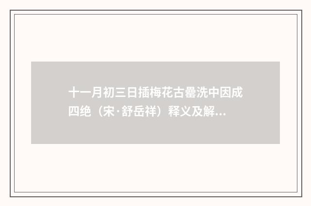 十一月初三日插梅花古罍洗中因成四绝（宋·舒岳祥）释义及解释