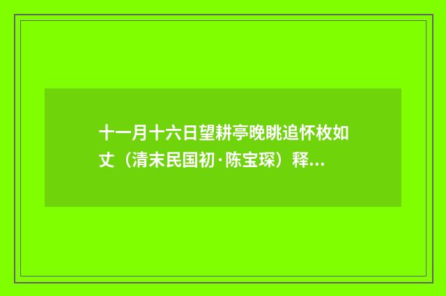 十一月十六日望耕亭晚眺追怀枚如丈（清末民国初·陈宝琛）释义及解释