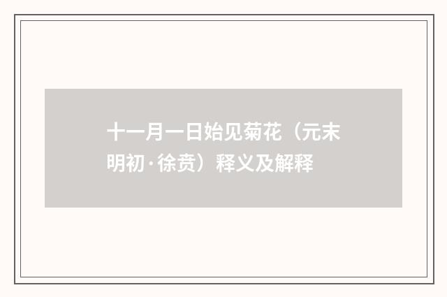 十一月一日始见菊花（元末明初·徐贲）释义及解释