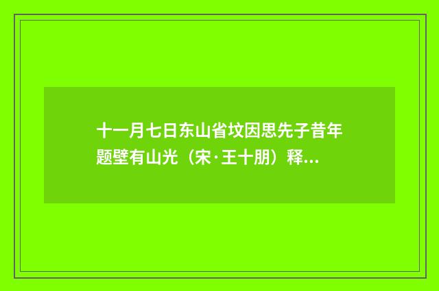 十一月七日东山省坟因思先子昔年题壁有山光（宋·王十朋）释义及解释