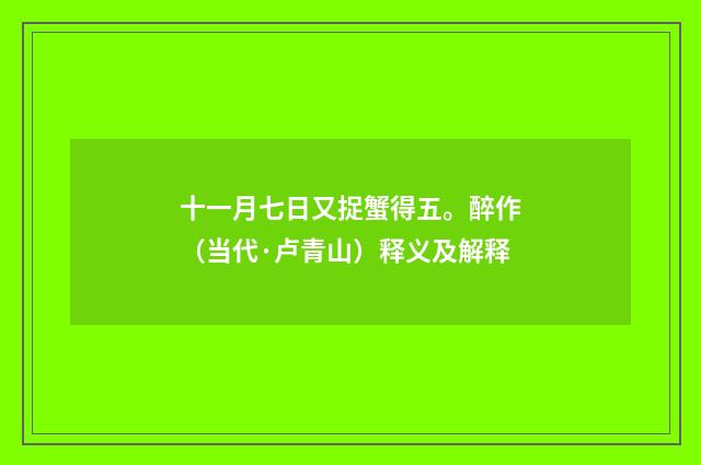 十一月七日又捉蟹得五。醉作（当代·卢青山）释义及解释