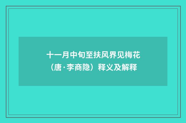 十一月中旬至扶风界见梅花（唐·李商隐）释义及解释