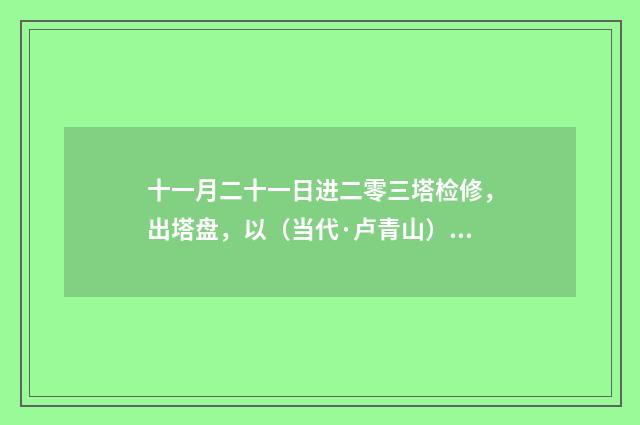 十一月二十一日进二零三塔检修，出塔盘，以（当代·卢青山）释义及解释