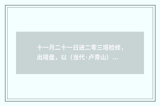 十一月二十一日进二零三塔检修，出塔盘，以（当代·卢青山）释义及解释
