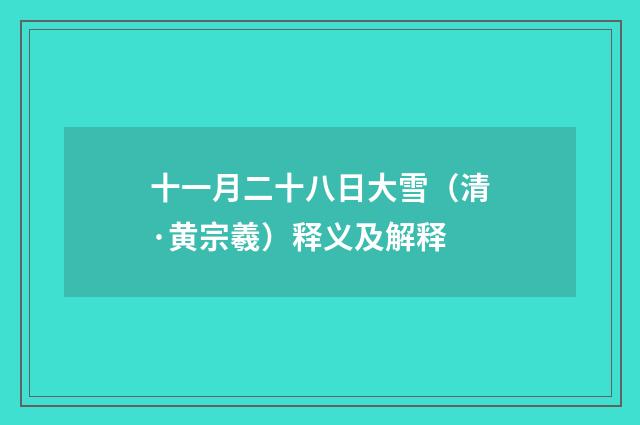 十一月二十八日大雪（清·黄宗羲）释义及解释
