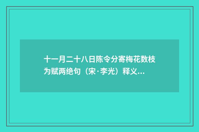 十一月二十八日陈令分寄梅花数枝为赋两绝句（宋·李光）释义及解释