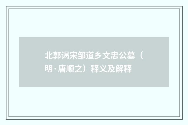 北郭谒宋邹道乡文忠公墓（明·唐顺之）释义及解释