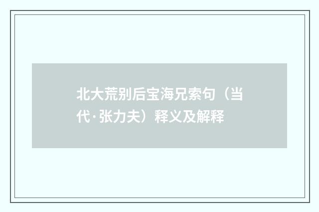 北大荒别后宝海兄索句（当代·张力夫）释义及解释