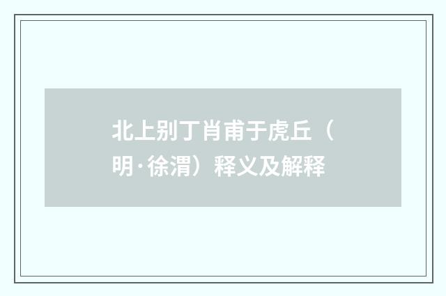 北上别丁肖甫于虎丘（明·徐渭）释义及解释