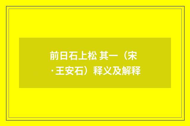 前日石上松 其一（宋·王安石）释义及解释
