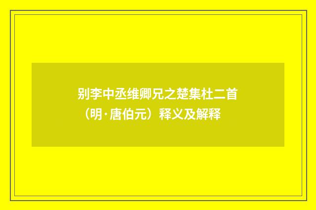 别李中丞维卿兄之楚集杜二首（明·唐伯元）释义及解释