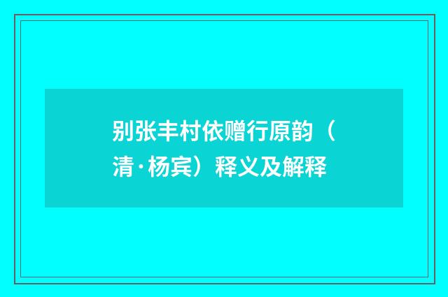 别张丰村依赠行原韵（清·杨宾）释义及解释