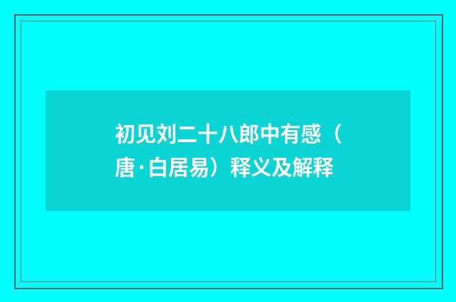 初见刘二十八郎中有感（唐·白居易）释义及解释