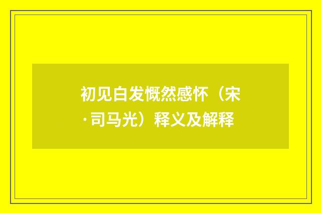 初见白发慨然感怀（宋·司马光）释义及解释