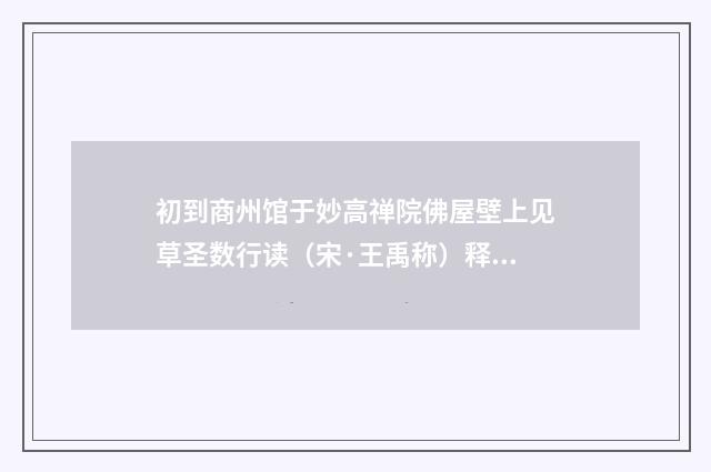 初到商州馆于妙高禅院佛屋壁上见草圣数行读（宋·王禹称）释义及解释