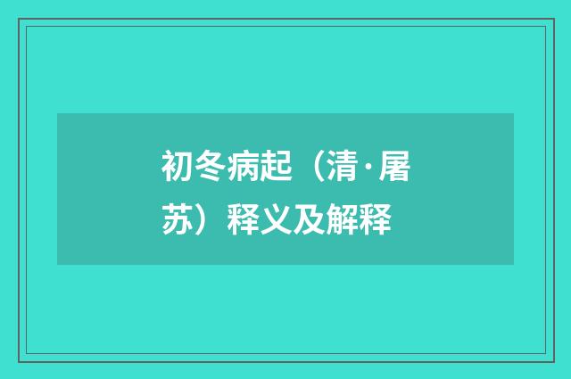 初冬病起（清·屠苏）释义及解释