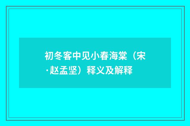 初冬客中见小春海棠（宋·赵孟坚）释义及解释