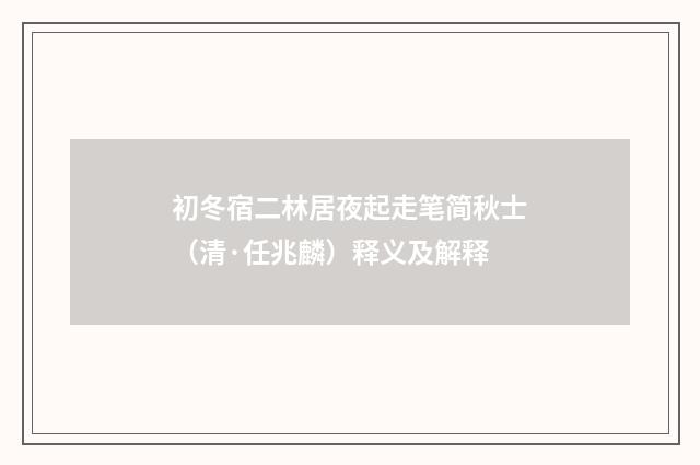 初冬宿二林居夜起走笔简秋士（清·任兆麟）释义及解释