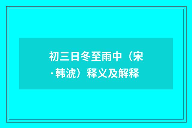 初三日冬至雨中（宋·韩淲）释义及解释