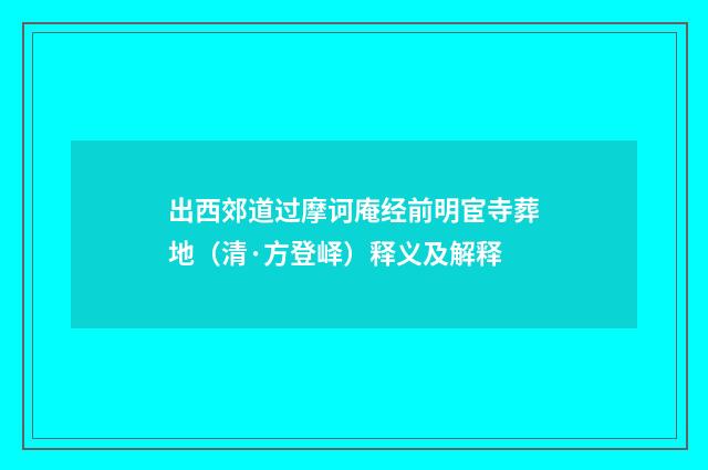 出西郊道过摩诃庵经前明宦寺葬地（清·方登峄）释义及解释