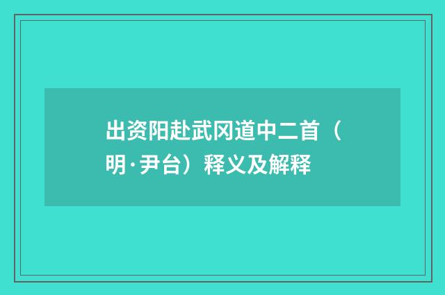 出资阳赴武冈道中二首（明·尹台）释义及解释