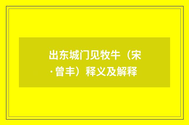 出东城门见牧牛（宋·曾丰）释义及解释