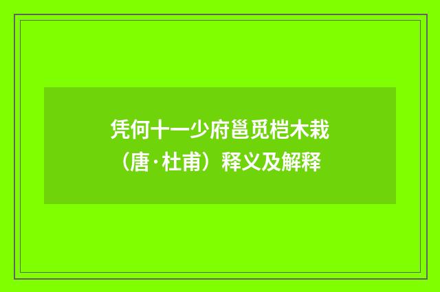 凭何十一少府邕觅桤木栽（唐·杜甫）释义及解释
