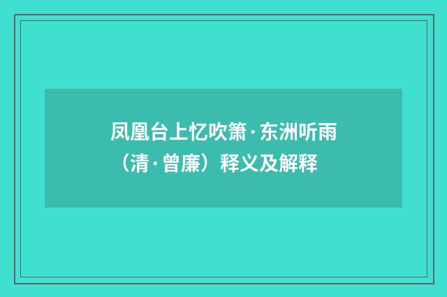 凤凰台上忆吹箫·东洲听雨（清·曾廉）释义及解释