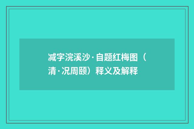 减字浣溪沙·自题红梅图（清·况周颐）释义及解释